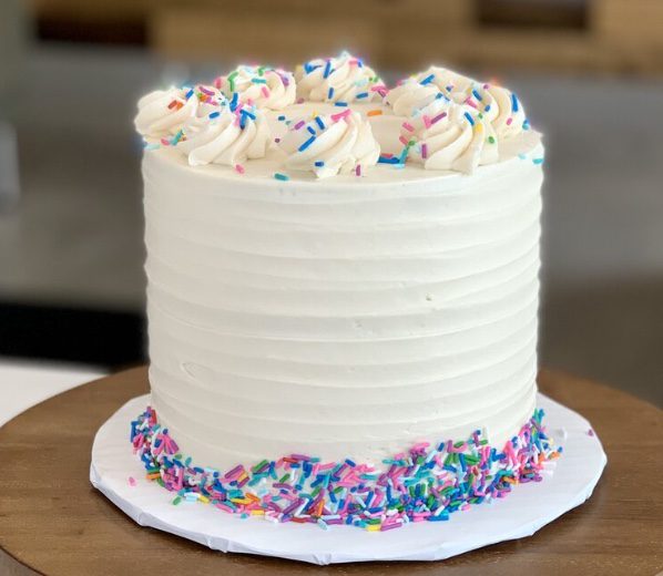 Same Day Cake - Birthday Cake - 6" Round - Vanilla Cake, Filled with Vanilla Buttercream Filling and Iced with Vanilla Buttercream