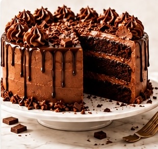 Same Day Cake - Chocolate Cake - 6" Round - Chocolate Cake, Filled with Chocolate and Iced with Chocolate Buttercream
