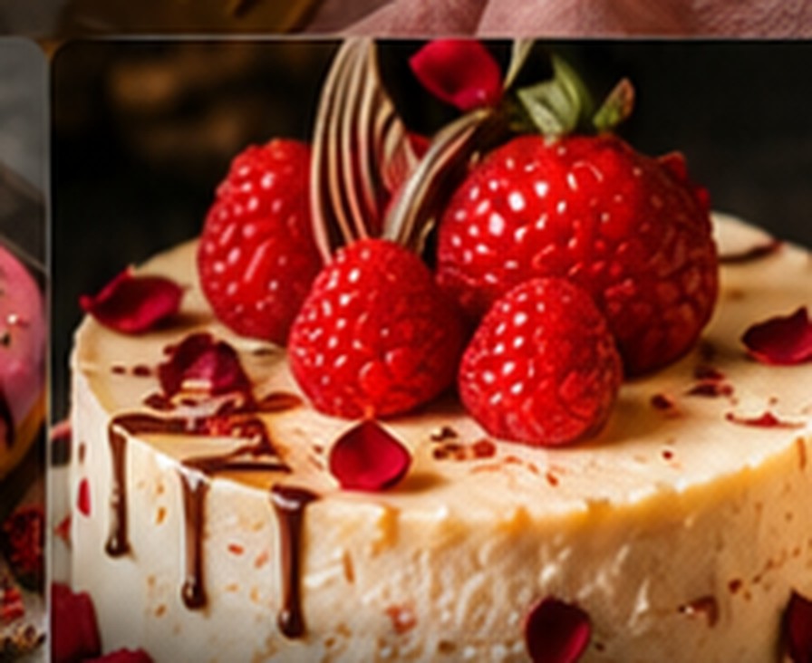 A three-tier raspberry cheesecake made for weddings, from Muddy Paws