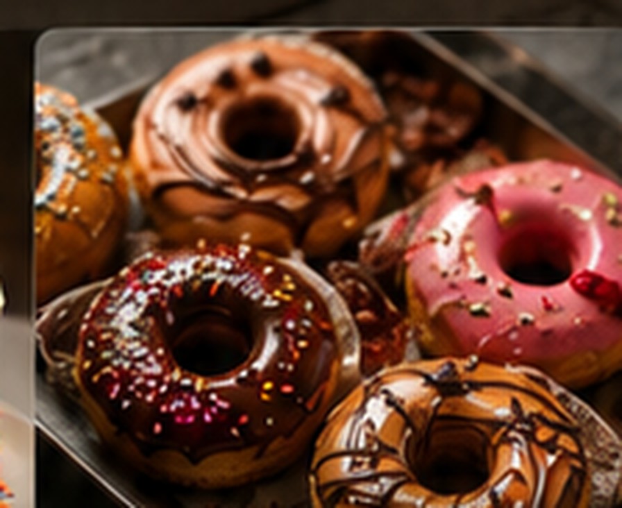 A tray of assorted decorated donuts from Thirsty Whale